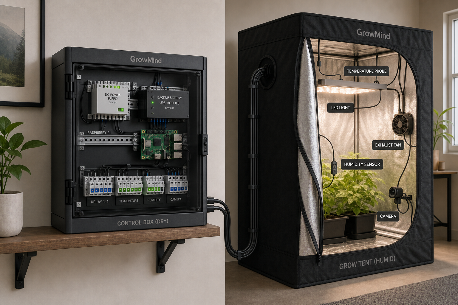 GrowMind smart growbox vizualizáció